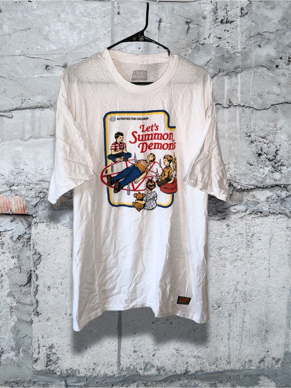 Steven Rhodes Men's 'Let's Summon Demons' Graphic Tee - White